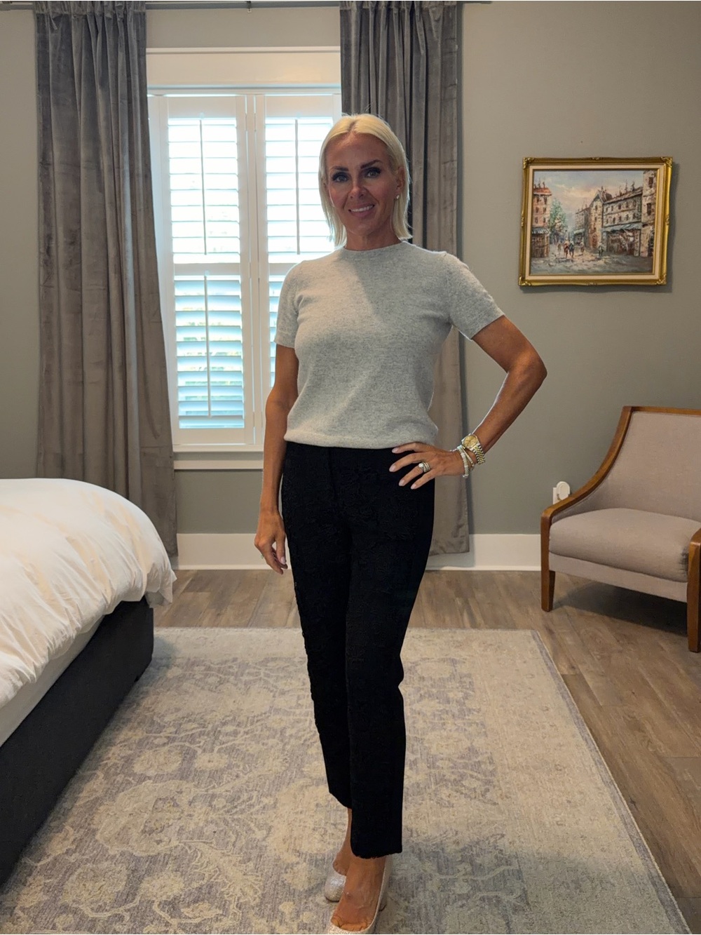WHBM Classic Black Lace Front Slim Trousers